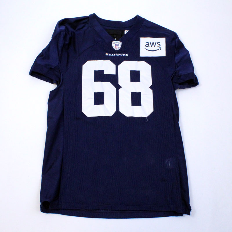 Team Issued Nick Correia 68 Navy Practice Jersey SA 10886 Seattle Seahawks